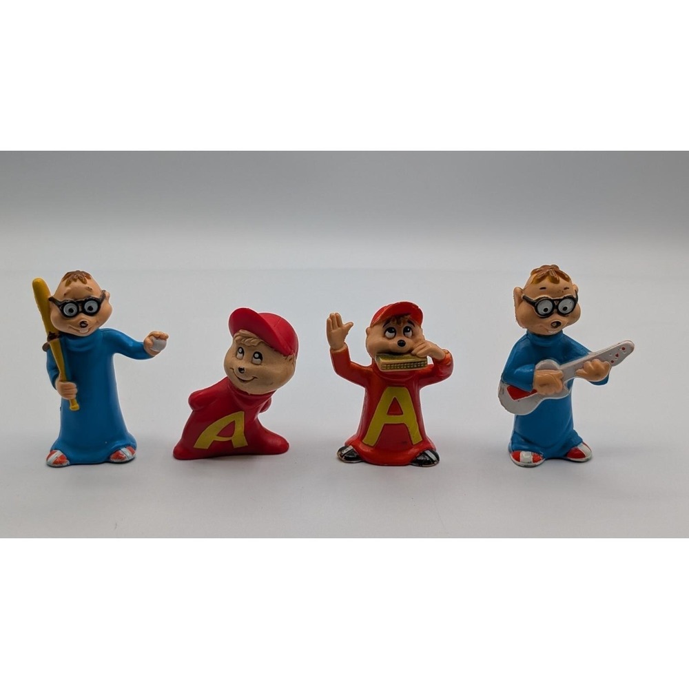 1983 Alvin & The Chipmunks Bagdasarian CBS Lot Of 3 PVC 3" Figures & 1987 Figure
